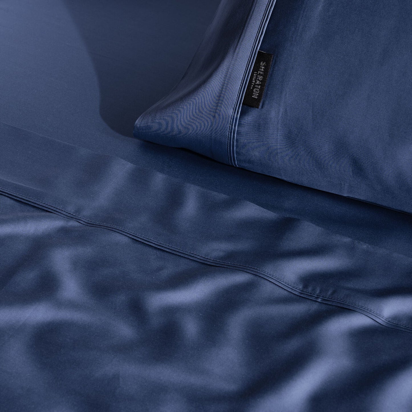 Queen Deep Blue Cotton Sheet Set SHERATON 